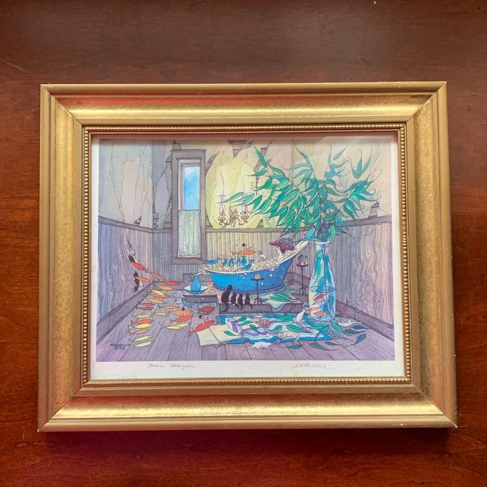 Lovely Bath picture with Frame. Height 10.5- Length 12.5